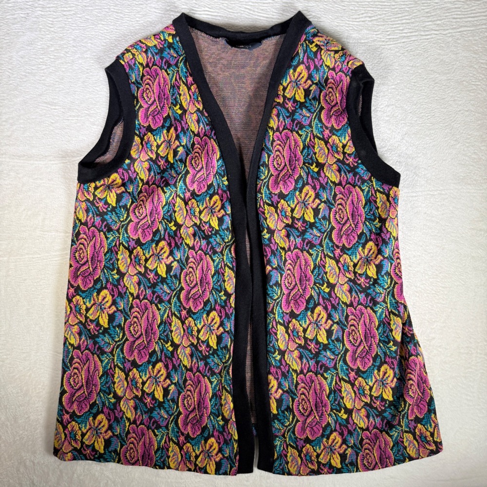 Lenox Square Women Vtg Floral Vest Sleeveless Open Front Boho See Measurements